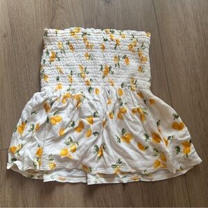 Abercrombie smocked white and yellow lemon print skirt with liner